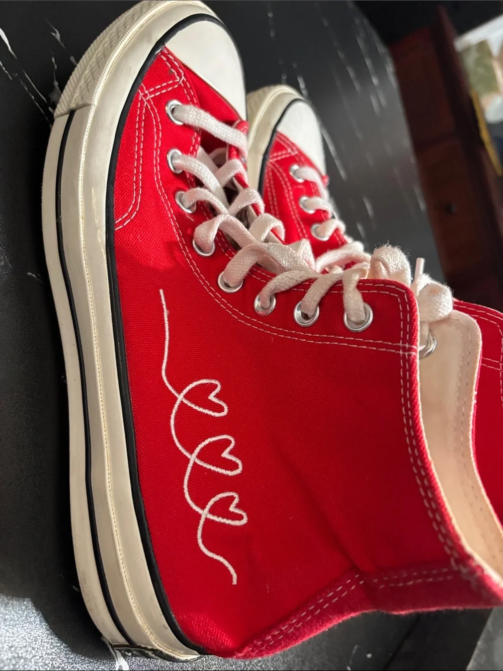 Converse Red High-Top Canvas Sneakers with White Accents - Picture 6 of 6